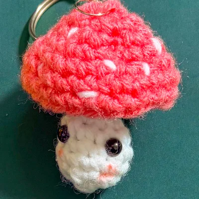 Pink Mushroom Keychain